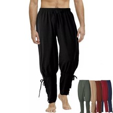 Men's Ankle Banded Pants Medieval Viking Navigator Renaissance Trousers 3XL