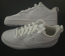 Boy s Size 5 Nike Court Borough Low 2 GS Triple White BQ5448-100 Running Tennis