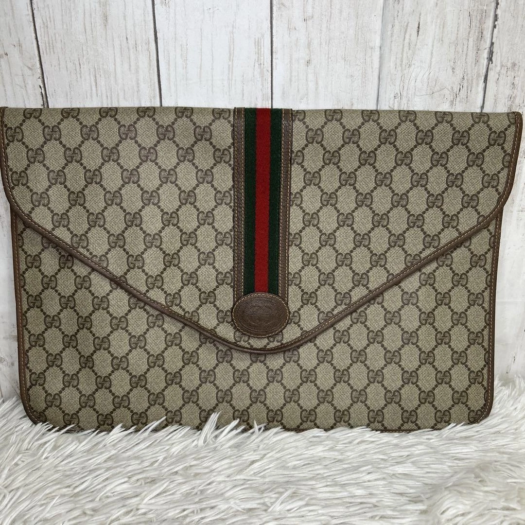 Porte documents GUCCI Sherry Line deuxième sac GG Supreme authentique Japon d'occasion