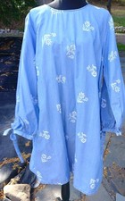 Old Navy Woman's Lightweight Long Sleeve Flower Print Light Blue Dress Sz XL TG
