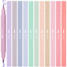 Mr. Pen- Dual Tip Aesthetic Highlighters 12 Pcs Chisel Fine Tip Cute