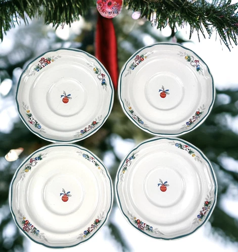 International China Country Christmas Stoneware 4 Saucer Plates Japan 6 1/4”