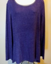 Simply Vera Wang Sweater Womens XL Purple Asymmetrical Hem Crew Neck Lightweight