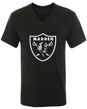MENS V-NECK John Madden Oakland Las Vegas Raiders Logo Shirt