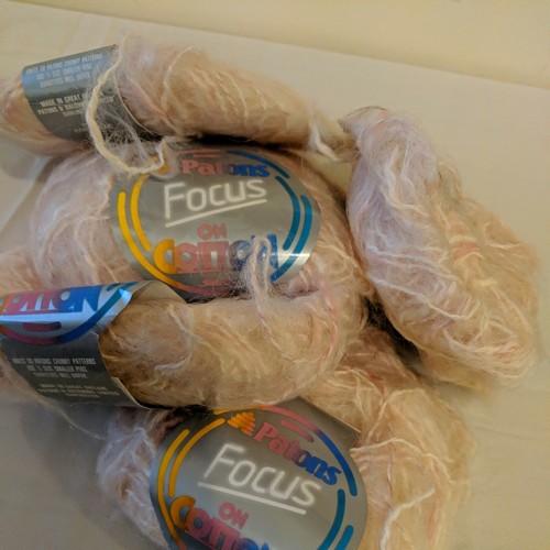 LOT ~ 5 Patons Focus on Cotton Yarn Balls Pink 2093 Cotton Mohair Acrylic Nylon - Picture 6 of 6