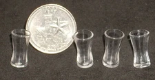 Beverage Glasses Glass Curved Set 4 1:12 Dollhouse Miniature Alcohol #G7269