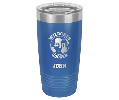 Soccer Player // Personalized Engraved Travel Tumbler