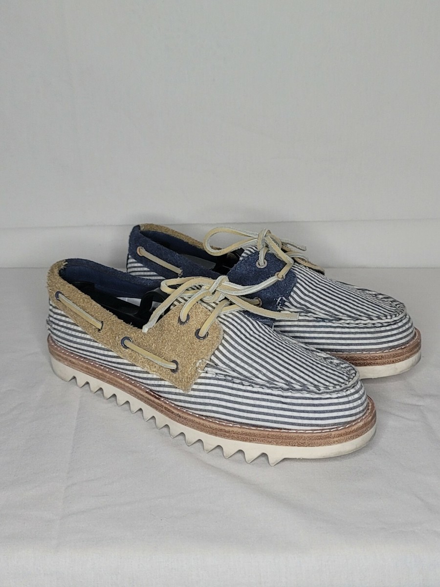 Sperry Womens Seersucker Eye Blue Striped Boat Shoe Size