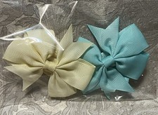 Adorable Hair Bow Grosgrain Ribbon Girl Baby Toddler Elastic Headband Set Of 2