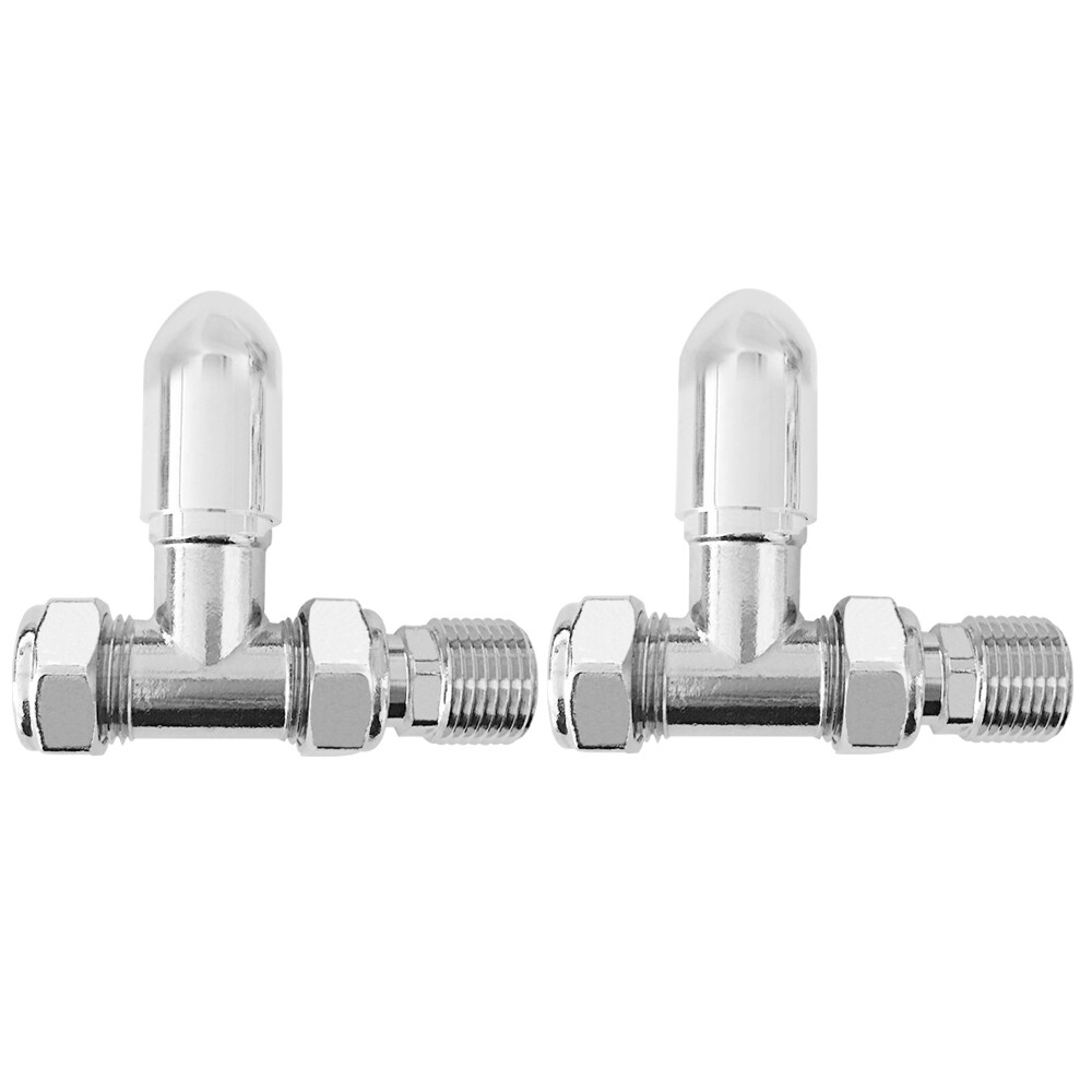 Straight Radiator Valves Manual 15mm x 1/2"" Chrome Pair Pack Towel Rad Valve