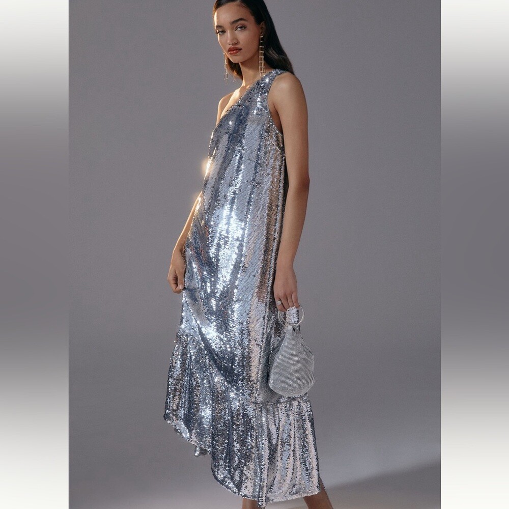 maeve one shoulder sequin dress NWT Anthropologie Maeve One-Shoulder Sequin Dress XS