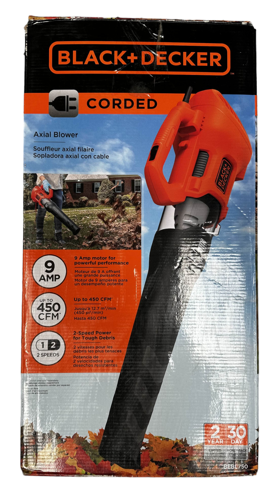 Black & Decker BEBL750 140 MPH Electric Axial Leaf Blower (C