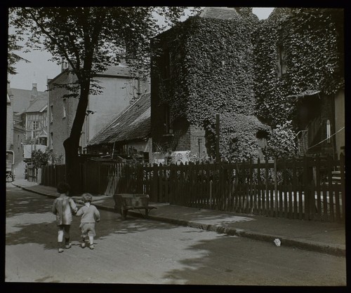 FOTO RARA ANTIGUA Magic Lantern Slide ESTANQUE CUADRADO HIGHGATE C1910 LONDRES