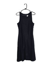 NWT $99 Anne Klein Women's 8 Black Sleeveless Perforated Lined Midi/Ankle Dress