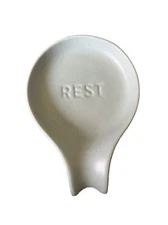 Minimalist Spoon Rest Ceramic - "Rest" Green 6.5"H x 4.5"W Teal/Green T1
