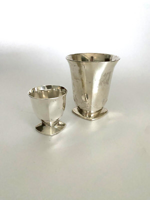 Christofle/Gallia Sue & Mare  Chevrons  Tumbler & Rare Egg Cup- 1927