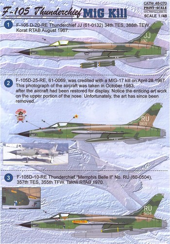 Print Scale Decals 1/48 REPUBLIC F-105 THUNDERCHIEF MiG Killer