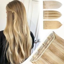 Thick One Piece Invisible Clip in Human Hair Extensions Highlight 3/4 Full Head