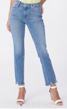 PAIGE Women's Cindy High Rise Raw Hem Straight Jean Sz 30 Roxanne Wash 219