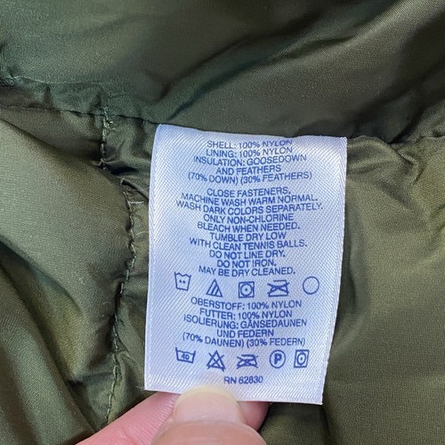 Vintage Lands’ End Goose Down Puffer Vest Mens XL 46-48 Green Quilted Gilet Snap - Picture 12 of 13