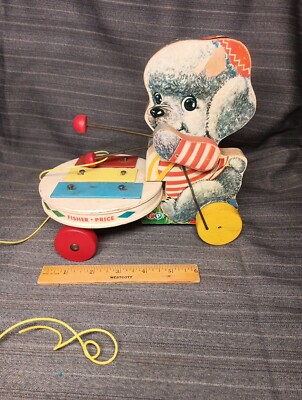 Vintage Fisher Price 739 Poodle Zilo 1962 Pull Toy Dog and