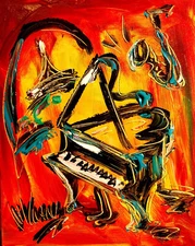 GRAND PIANO    ABSTRACT MUSIC ART - ORIGINAL OIL PAINTING Brgrth