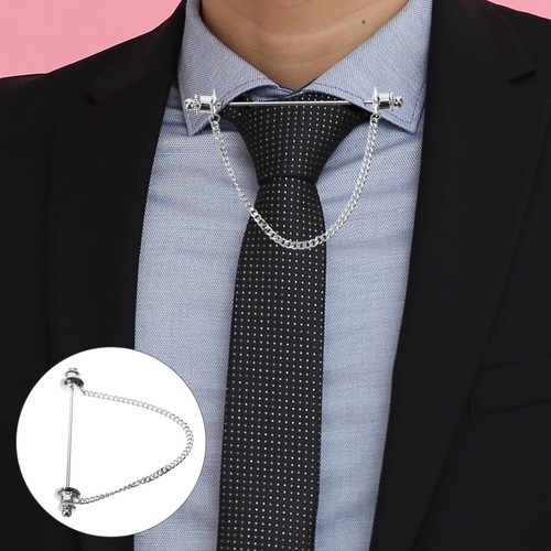 Brooch Collar Buckle Man Men's Shirt Clips with Chain Tie Pin for - Picture 5 of 12