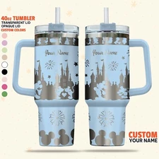 Custom Disney Castle Pattern Mickey Tumbler, Disney Characters 40oz Tumbler, Han