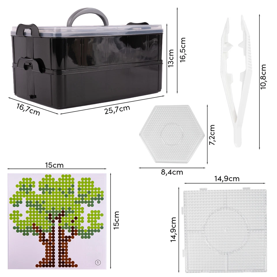 Malplay Bügelperlen Set Leuchtendes Bügelkästchen Schablonen 10000 Stück Koffer - Bild 2 von 4