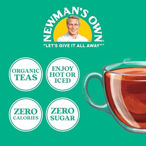 Newman's Own Organics Green Tea, 100 Individually Wrapped Tea  Assorted Sizes 