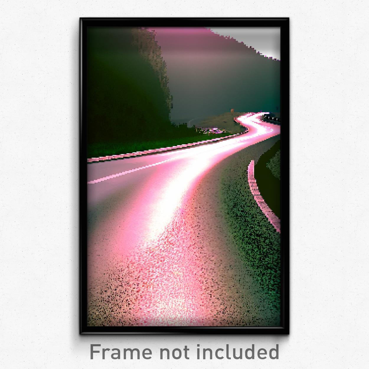 8 Bit Psychedelic Pixel Art Poster - Trippy Video Game Road Print