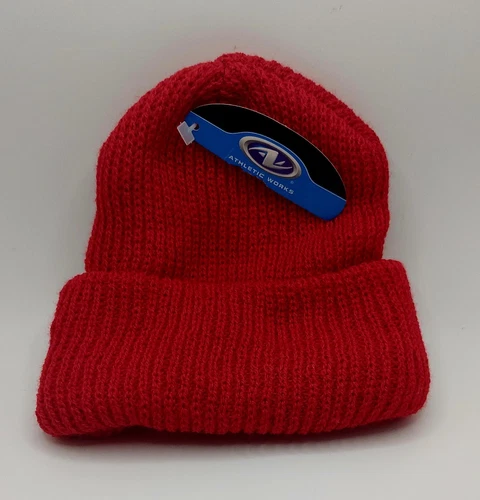 NEW Kids Red Knit BEANIE Athletic Works Winter One Size Fits All