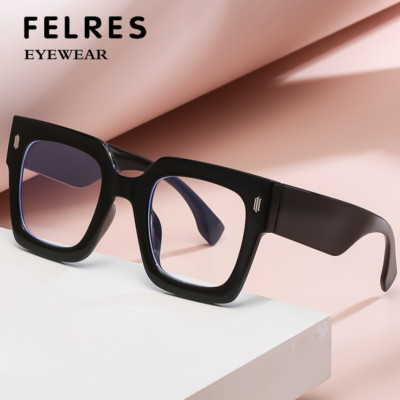 Oversize Square Anti Blue Light Reading Glasses Women Large Frame Retro Glasses 