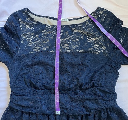 KIYONNA LUNA LACE COCKTAIL DRESS NAVY SIZE 0X MADE IN USA - Picture 11 of 24
