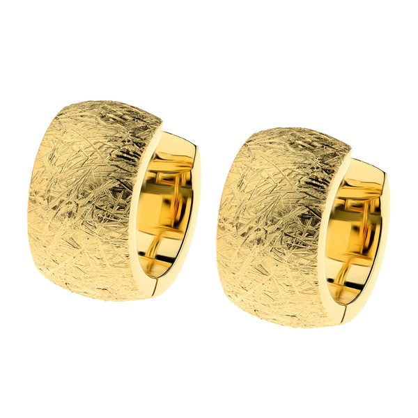 Ernstes Design Creolen Evia Ohrringe E649 Gekratzt Vergoldet 12 Mm Edelstahl-image
