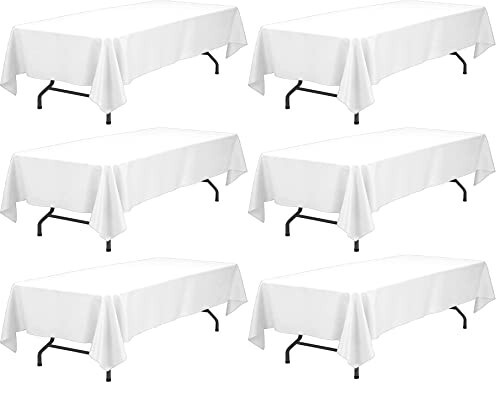 Rectangle Tablecloth - 60 x 102 Inch - Table Cloth 6 Foot Table 6-Pack