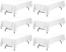 Tablecloth White 60 x 102 Inch - 6 Foot Table 6-Pack Elegant Washable Durable