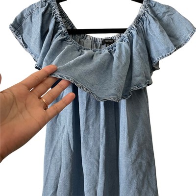 Forever 21 Off-Shoulder Denim Blue Mini Dress (S) | eBay