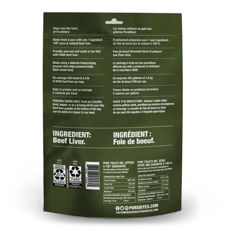 PureBites Freeze Dried Beef Liver Dog Treats 100 Natural High Protein 1.04lb - Image 2 of 4