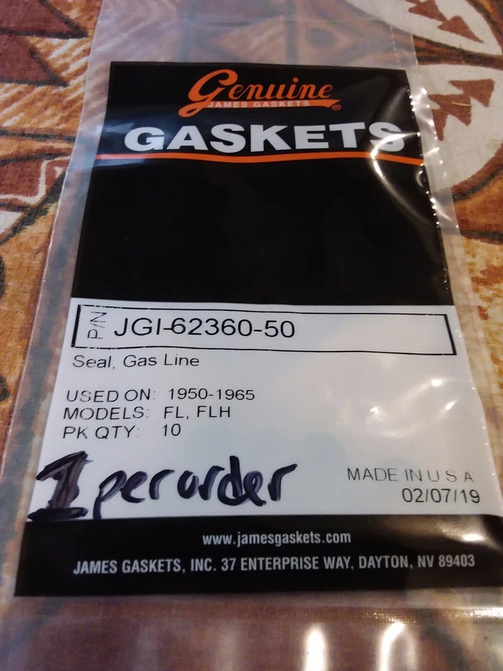 Sellos de línea de gasolina James JGI-62360-50 Harley Davidson Duo Hydra Glide CANTIDAD1 NS423F Foto 2 de 2