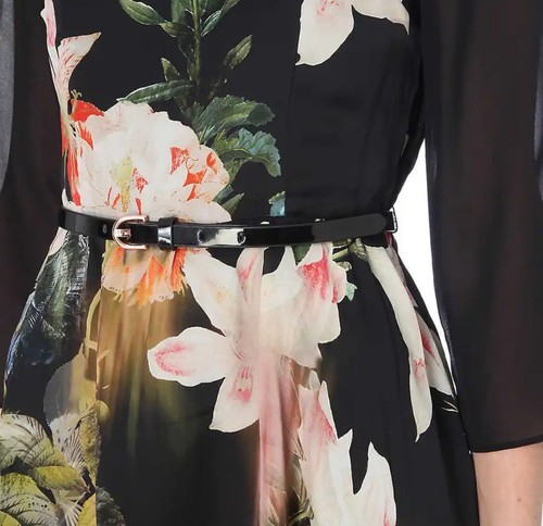 Ted Baker Opulent Bloom Black Floral fitted Dress 3 12 NEW - Picture 10 of 10