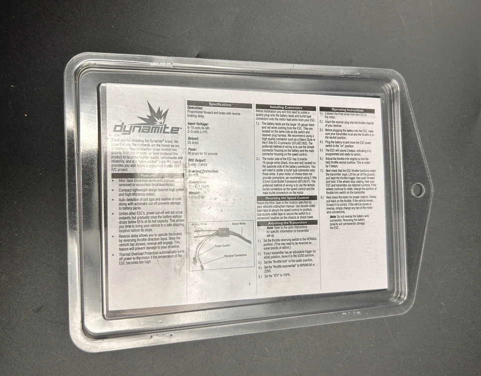Dynamite 4930  Mini Tazer 25A Brushless electronic speed control - NOS - Image 3 of 3