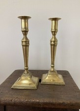 EARLY PAIR OF ANTIQUE BRASS CANDLE  STICKS