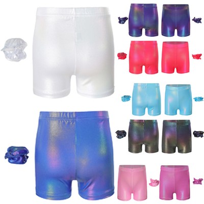 Kids Girls Suit Ballet Outfit Yoga Set Bottoms Uniform Metallic Dancewear Dance