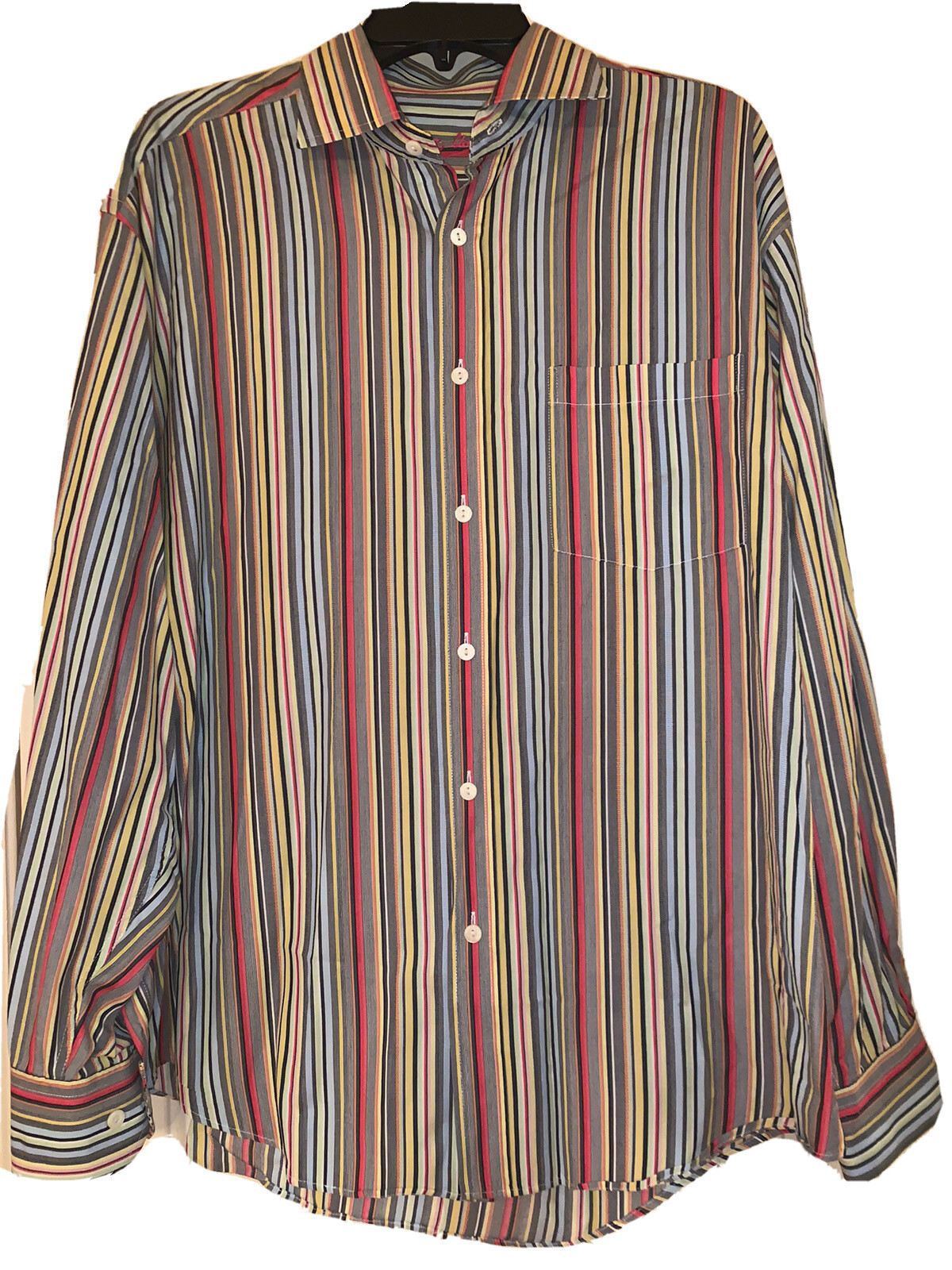 Bugatchi Uomo Size Large Vintage Button Down Stri… - image 1