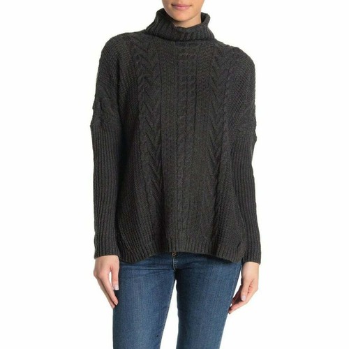 Joseph A. Womens Gray Boxy Turtleneck 