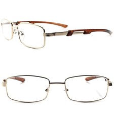 Modern Stylish Elegant Fashion Mens Womens Gold Rectangle 2.50 Reading Glasses