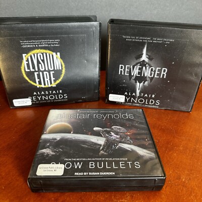 Lot: 3 Alastair Reynolds Audio Book CD Set Slow Bullets Revenger Elysium Fire