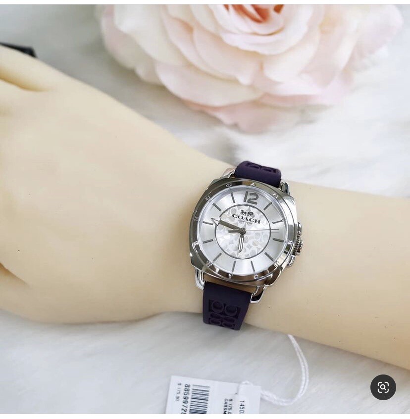 NWB 14503144 Purple Coach Women Boyfriend Logo-Embossed Rubber 