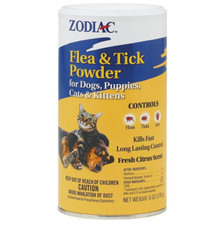 Zodiac Flea Tick Powder with Shaker Top for Dogs Puppies Cats Kittens 6 oz